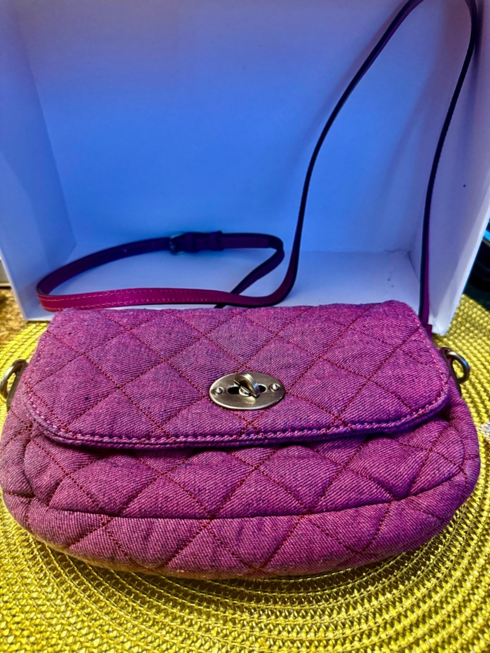 Patricia Nash Quilted Magenta Crossbody Bag